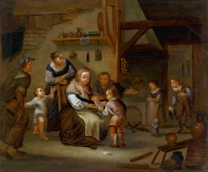 Deutsche Schule des 18. Jahrhunderts. Bäuerliches Interieur